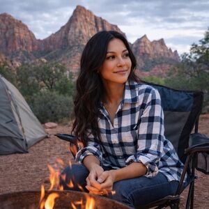 Tommy Hilfiger Blue & White Plaid Button Down Shirt | Camping Adventure Style